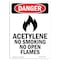 Signmission OSHA Danger Sign, -GHS Acetylene No Smoking, 7in X 5in Decal, 5" W, 7" L, Portrait OS-DS-D-57-V-1989 - alternate 1